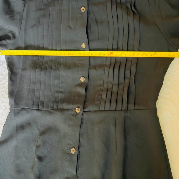 Black Pleated Long Sleeve Shirt Dress - Picture 6 of 11